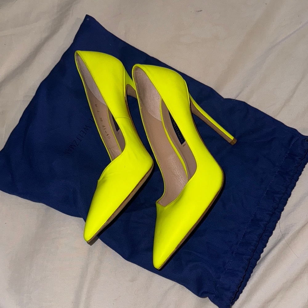 Stuart Weitzman Yellow Patent Leather Stilettos